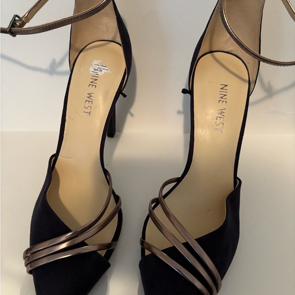 Nine West Blue and Bronze Women's Heels size 7.5